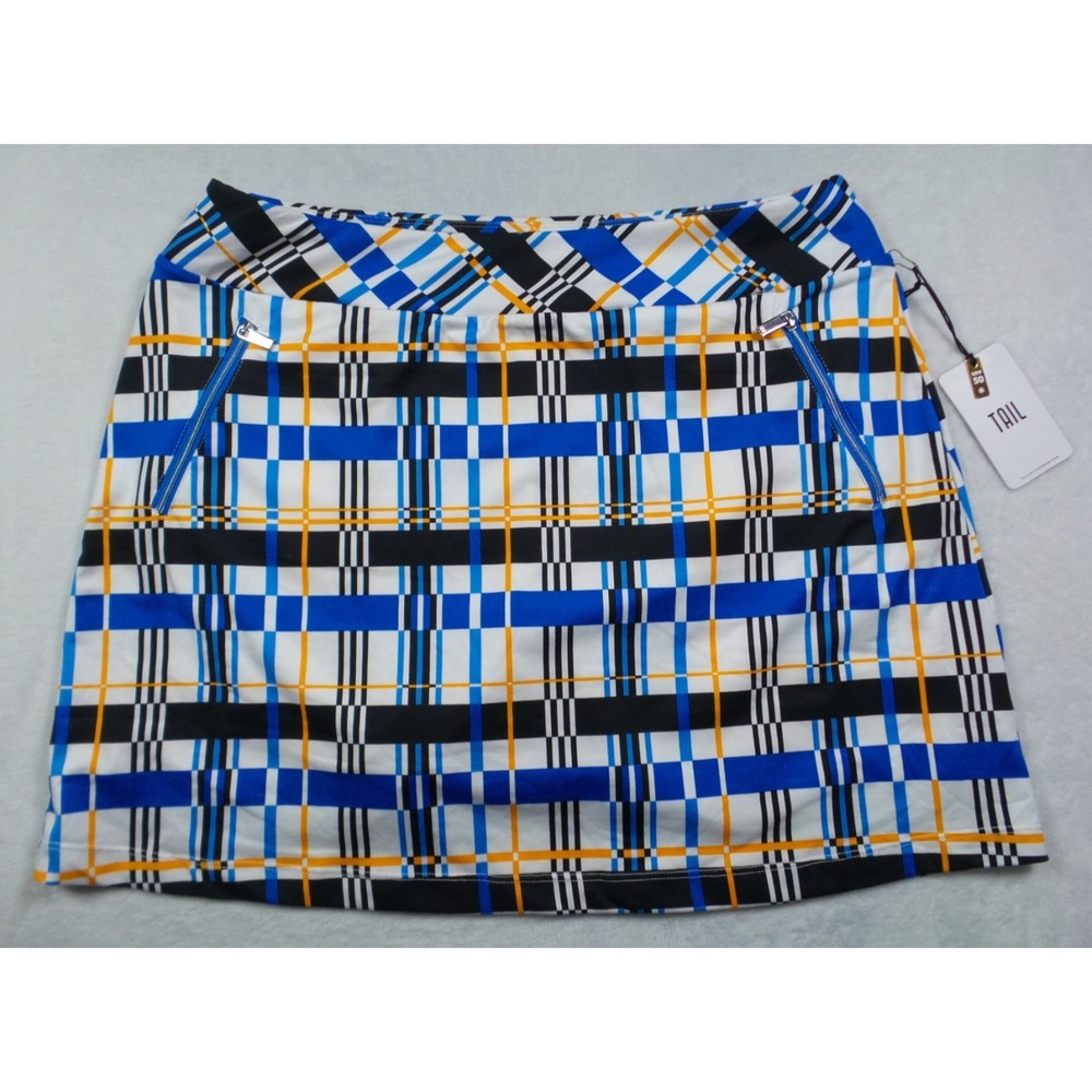 Tail Activewear Golf Skort Womens Size Large White Grid Darby 18" Pull-On NWT